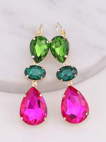 1 Đôi bông tai dài đính đá Rhinestone hàn hợp kim đồng thủ công cho nữ - phong cách 1 - Xem 4