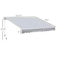 12' X 8' Patio Awning Manual Retractable Sunshade W/ Crank Handle, Light Grey - mặc định - Xem 2