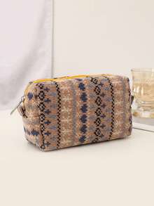 1 Stück Weihnachts-Themen Make-up Tasche, kreatives Weihnachts-Design in Rot, Blau, Grün und anderen Farben, geeignet für die tägliche Kosmetikaufbewahrung von Mädchen, Reiseaccessoires - modische tragbare Aufbewahrungsutensilien