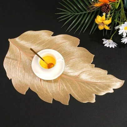 1 pieza/4 piezas/6 piezas/150 piezas Manteles individuales decorativos con hojas 3D, manteles de PVC con aislamiento térmico y antideslizantes para comedor, fiesta, boda, decoración festiva