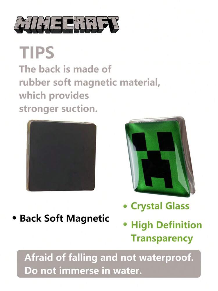 Minecraft Set de 9 imanes de nevera oficiales de  con diseños lindos de Creeper, Steve, Enderman, Zombie en 2 estilos - Decoración de vidrio para la cocina, sala de estar, regalo de coleccionista perfecto para fans, familia y amigos en Navidad, Halloween y cumpleaños - Multicolor - Añade 8