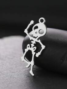 1 pieza Esqueleto bailarín minimalista de acero inoxidable, colgante de araña y murciélago, accesorio creativo con diseño de Halloween adecuado para collar, pulsera, llavero, aretes, accesorios hechos a mano DIY