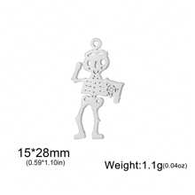 1 pieza Esqueleto bailarín minimalista de acero inoxidable, colgante de araña y murciélago, accesorio creativo con diseño de Halloween adecuado para collar, pulsera, llavero, aretes, accesorios hechos a mano DIY