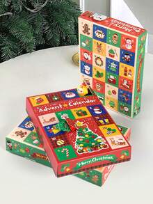 5 piezas Caja de regalo de Navidad, Calendario de Adviento de 24 días, Diseño creativo de 12 y 24 cuadrículas, Caja de embalaje de regalo para crear ambiente navideño, Experiencia interactiva de desempaquetar, Caja de regalo de Nochebuena, Adecuado para decoración de fiesta de Navidad y escenarios de entrega de regalos