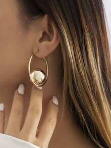 1 Pair Minimalist Geometric Round Stud Earrings, Fashionable & Elegant Earrings For Women