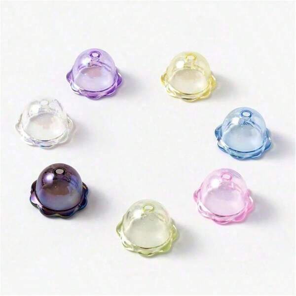 10 pièces/set Carillons éoliens décoratifs en acrylique transparent à trou droit, électroplaqués UV, convenant à la décoration de voiture DIY