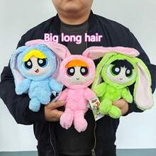 THE POWERPUFF GIRLS 28cm 兔子造型可愛絨毛填充玩偶娃娃 柔軟可愛 女孩聖誕生日節日禮物 房間裝飾 - 彩色 - 查看 7