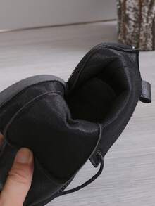 1 Pair Fashion Lace-Up Side Zipper Solid Color Minimalist Children Boots, Comfortable