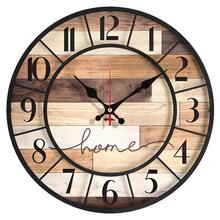 Vintage Wooden Wall Clock - 1 Large 10-Inch Wall Clock - Silent Japanese Quartz Movement - MDF Material, Battery Powered (AA Batteries Not Included), Reloj De Pared, Clock, Alarm Clock, Arbol De Navida, Art, Christmas Decrotions, Wall Deocr - 12英吋 - 查看 2