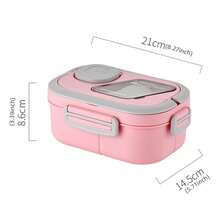 NEUZOJIT 1 Adult Bento Box, Salad Container, Large 40.5 Oz. Salad Bowl, Bento-Style Tray For Toppings, 3 Oz. Sauce Container For Dressing, With Reusable Fork And Knife,Back To School - Hồng - Xem 10
