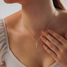 Cross Necklace For Women, Dainty 18K Gold Plated/Sterling Silver Small Cross Pendant Necklace Simple Gold Cross Necklaces For Women  Faith Jewelry Gift2025 - 十字金 - 查看 8