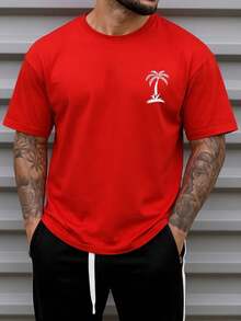 Men's Oversized Coconut Tree T-Shirt 100% Cotton From S To Plus Size G3 - Red - View 1