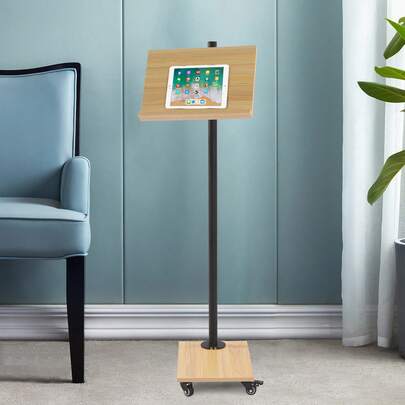 Book Stand Height Adjustable 39x26.5cm - Floor Stand For Reading Hand Free With Page Paper Clips 10kg Load Reading Book Stand On Wheels For Reading Drawing Recipe Tablet Stand For Display