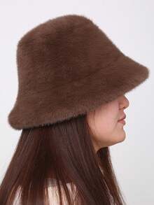 Herbst/Winter Plüschmütze für Damen, modischer warmer neuer flauschiger Fischerhut, vielseitiger einfarbiger Lässig Polyester windundurchlässiger Beanie Mütze für Herbstoutfits