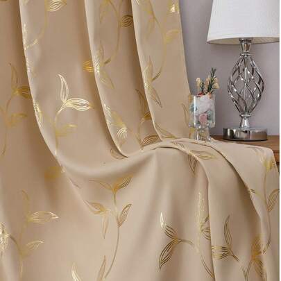 2 paneles de cortinas opacas con diseño floral en beige, diseño floral 3D moderno, adecuado para sala de estar, dormitorio, comedor, decoración del hogar, decoración de habitación