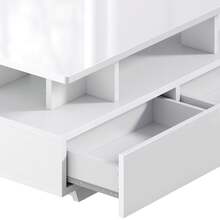 Coffee Table With Storage, High Glossy 16 Colour Adjustable LED, Open Display Shelf & 4 Drawers, White - White - View 7