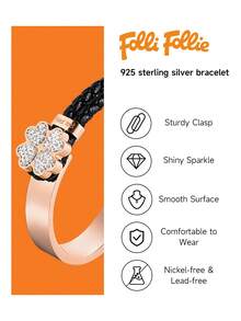 Folli Follie 女士编织手链四叶草钻石手镯玫瑰金色不锈钢手链女士手镯首饰配饰舞会婚礼约会礼物 - 玫瑰金 - 查看 3