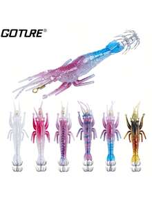 GOTURE Goture 1pc Luminous PVC Simulation Shrimp Shaped Squid Hook - Soft Bait Lure Lure For Large Shrimp, High Biomimetic Lure Lure For Lure Fishing
