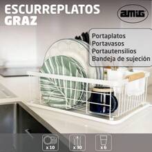 Double-Layer Over-The-Sink Dish Rack With Drain Tray, Dish Rack, And Cup Holder (White) - 白色 - 查看 2