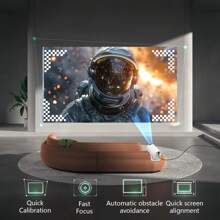 Wireless Projector With Built-In Speaker, WIFI Connection Video Projector, Screen Mirroring, Keystone Correction, Compatible With 1080P, Supports Audio, Image, Video, Suitable For Smartphones, Laptops, Home Theater And Outdoor Camping - White - View 7