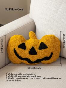 1pc Halloween Ghost& Witch& Spider& Pumpkin Exquisite Embroidery Cushion Pillowcase, Decorated For Multiple Room Types And Sizes, Machine Washable, Zipper Closure, No Pillow Core Home Decor Halloween Decor Room Decor Pillow Case Pillow Cases Cushion Cover Cushion Covers