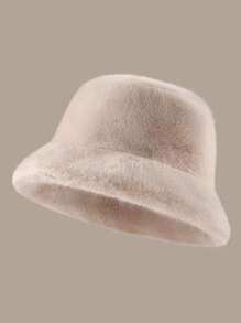 Herbst/Winter Plüschmütze für Damen, modischer warmer neuer flauschiger Fischerhut, vielseitiger einfarbiger Lässig Polyester windundurchlässiger Beanie Mütze für Herbstoutfits