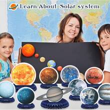 10 Pieces Space Solar System Theme Honeycomb Centerpieces Table Topper Outer Space Party Supplies Planet Honeycomb Galaxy Photo Booth Props For Birthday Party Decorations