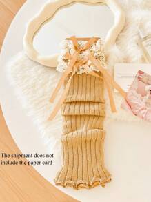 1双秋冬蕾丝长筒袜，洛丽塔蝴蝶结芭蕾舞风格，可爱腿套，异域风情Y2K，舒适 - 彩色 - 查看 18