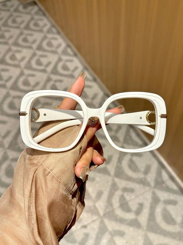 1pc Women's Fashion Hollow Frame Eyeglasses - Clear - View 8