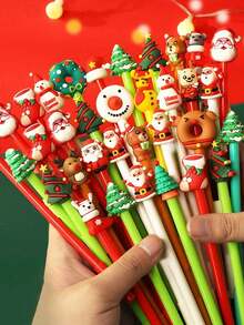 10 bolígrafos de gel navideños, diseños de dibujos animados con temas navideños surtidos, bolígrafos neutros con diseños lindos de Papá Noel, renos, muñeco de nieve, árbol de Navidad y calcetines navideños, perfectos para obsequios de fiesta, recompensas en el aula, suministros de oficina, regalo divertido para amigos y artículos de papelería