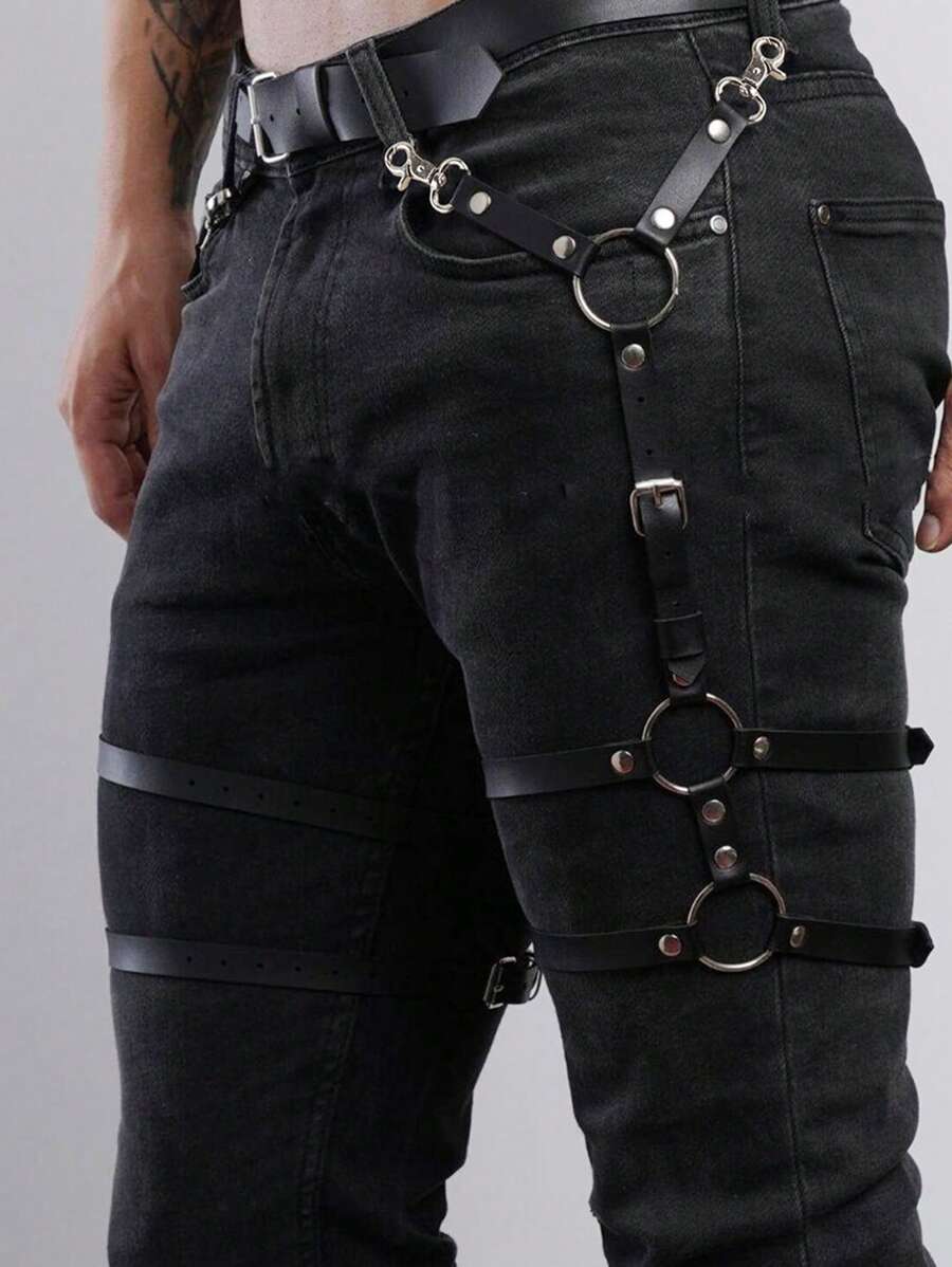 Men's Fashionable Leather Leg Warmers, Gothic Leg Accessories, Jeans Decorations, Mature Leg Warmers For Parties, Ballroom Costumes, Gifts, Sexy Accessories For Men