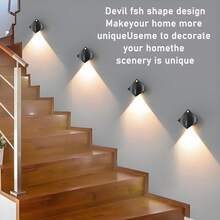 1pc/2pcs/3pcs/4pcs Motion Sensor Magnetic Wall Light, Room Decoration, Wall Decor, Lighting, Night Light, Modern Manta Ray Design, Warm And White Light Modes, Magnetic Wall Lamp, Motion Sensor Night Light, Battery Powered (Batteries Not Included) - Multicolor - View 9