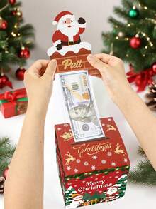 1 set cutie cadou extractibilă cu bani de Crăciun fericit, cutie cadou surpriză Moș Crăciun, decorațiune de Crăciun, ornamente de Crăciun, suport distractiv pentru bani surpriză pentru prieteni, iubite, soții, surori, accesoriu perfect pentru petrecerea de sărbători, cadou de petrecere de Crăciun, favoare pentru petrecerea de sărbători, decor de Crăciun - roșu - Vizualizare 6