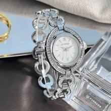 Modische Damen Armbanduhr im Römischen Stil, Luxus personalisiertes Stahlarmband Quarz Armbanduhr für Frauen, Neues beliebtes Damen Armbanduhr Modell