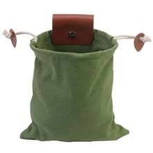 Bolsa de Bushcraft medieval renacentista, cubierta de cuero con hebilla, bolsa de herramientas plegable y resistente con cordón para bolsas de acampada al aire libre - Verde - Ver 14