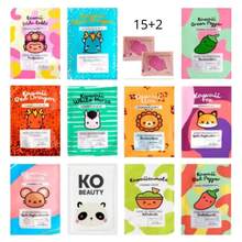 Paquete de 15 mascarillas coreanas faciales gran variedad rejuvenecedoras con múltiples beneficios para tu piel + REGALO 1 mascarilla de labios - Multicolor - Ver 1