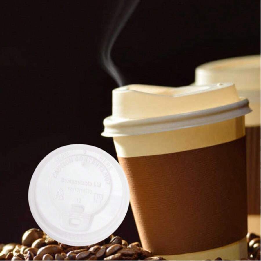 50 piezas de tapas desechables de PLA para tazas de café y té, de 80 mm y 90 mm, aptas para bebidas frías y calientes