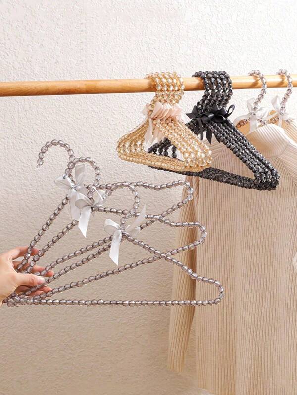 1pc Bowknot Diamond Beads Hanger, High-End Exquisite Storage Clothes Hanger, Display Rack For Wardrobe