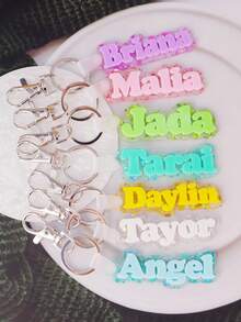 1 Pc Custom Acrylic Bag Tag Keychain 3D Backpack Tags Kids Tags Keychain Acrylic Name Tag Lunch Box Tag Luggage Tag Diaper Bag Tag Kids Backpack Tag Gift For Mom,Customized Keychains & Accessories,Easy Comfort,Apparel Accessories,Chic Autumn,Boyfriend,Girlfriend,Family,Friends - Silvery - View 10