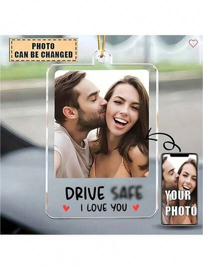 1 pingente de acrílico personalizado para carro, acessório de carro personalizado, lembrete de bons desejos, direção, eu te amo, aniversário de casal, casamento, presente de Dia dos Namorados