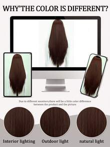 13x4 HD Synthetic Lace Front Wig Pre Plucked Ready To Wear 28 Inch Glueless Straight Lace Front Wig For Women Natural Looking Synthetic Heat Resistant Fiber Lace Wig - 挑染米色 - 查看 8