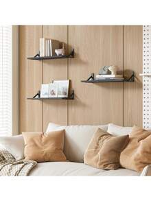 Estantes flotantes de pared, estantes de pared, adecuados para la sala de estar, el baño, el dormitorio, la cocina, la decoración del hogar, los estantes de pared del dormitorio, los estantes montados en la pared, para el almacenamiento de pared, exhibición de estantes de madera de estilo rústico adecuados para libros, plantas, baño, cocina, estantes de esquina de la sala de estar, estantes flotantes, estantes de madera rústica, estantes montados en la pared, adecuados para la decoración del baño, el dormitorio, la sala de estar y las plantas - Multicolor - Ver 5