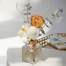 1 Set Aromatherapy Diffuser Kit (Includes Dried Flowers, Rattan), Indoor Fragrance Therapy, Natural Plant Mixed Essential Oil, Home Decor Fragrance, Flammeless Rattan Sticks Incense Decor, Long-Lasting Aroma, Suitable For Gifts, Birthdays, Christmas, For Indoor Bedroom, Study, Living Room, Bathroom, Etc.