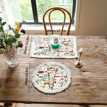 1 Stück/4 Stücke/6 Stücke geflochtene Platzmatte mit Fransen, Isoliermatte, Tischdekor in Wald, Pilz und Blumen Restaurant, geflochtene Platzmatte für Wohnzimmer, rutschfeste Platzmatte, rund und quadratisch optional.