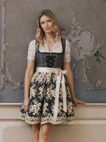 ii Women's Bavarian Oktoberfest Costume Traditional Dirndl Lace Blouse Short Sleeve V Neck Classic Tops, Halloween - White - View 1