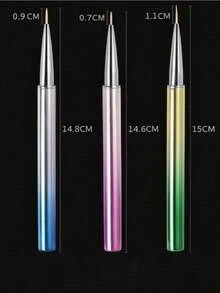 Set de 3 piezas, cepillo de uñas de varilla metálica de colores, bolígrafo estiramiento, bolígrafo de pintura, bolígrafo de estiramiento fino, bolígrafo de gancho de flor, suministros para uñas, accesorios para uñas, herramientas para uñas