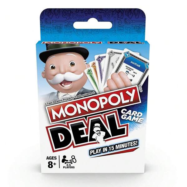 Monopoly Clásico Juego de Cartas - Estrategia Divertida de 15 Minutos, Portátil para Viajes y Juego Familiar, Edades 8+