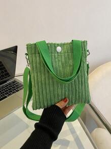 1 件灯芯绒单肩包轻便迷你斜挎包街头时尚手提包女士钱包钱包钱夹 - 彩色 - 查看 13