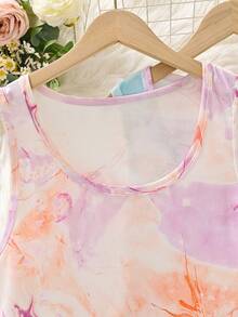 A Set Of 3 New Women's Pajamas, Plus Size Colored Tie Dye Printed Vest Skirt, Suitable For Casual Wear. - 彩色 - 查看 2