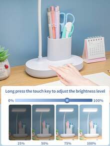 1 件 LED 多功能手机座笔架灯，学生宿舍护眼阅读学习灯，台灯 - 白色 - 查看 9